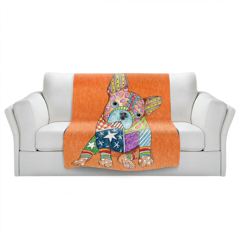  Couverture pour chien Schnauzer, 68 po x 80 po, Orange, Bouledogue français