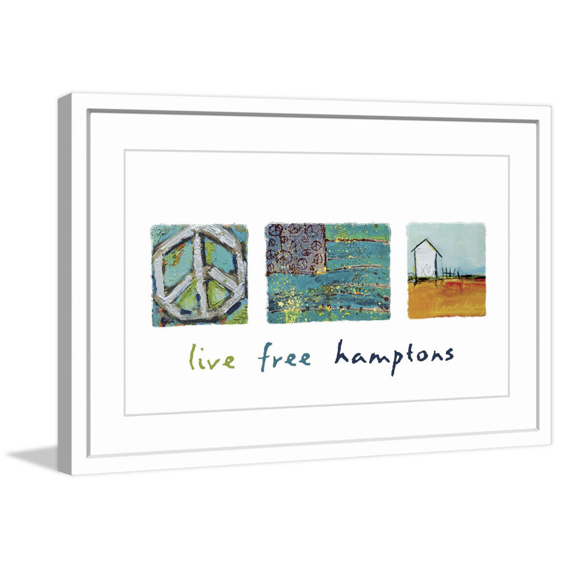 Live Free Hamptons Abstract Blue Canvas Print with White Frame