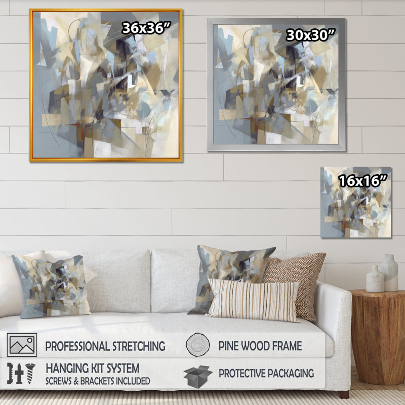 Beige et gris, Créature sans limite III - peinture abstraite, art mural, H 36 po x l 36 po x P 1,5 po, Toile tendue