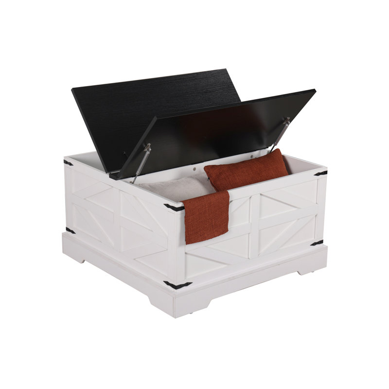 Table basse rustique en bois, Noir / blanc