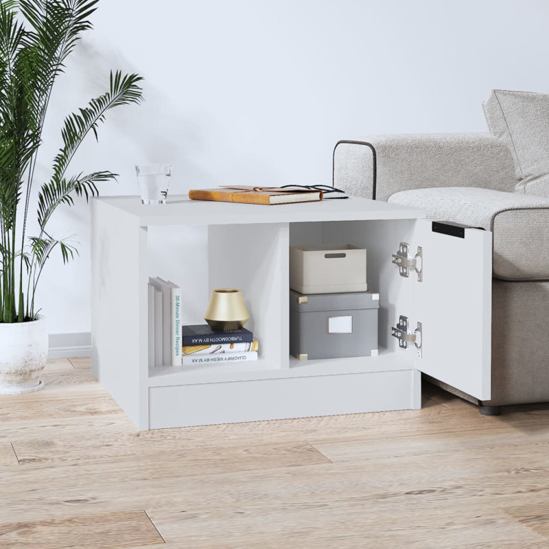 Jarran Frame Coffee Table with Storage, Brushed White