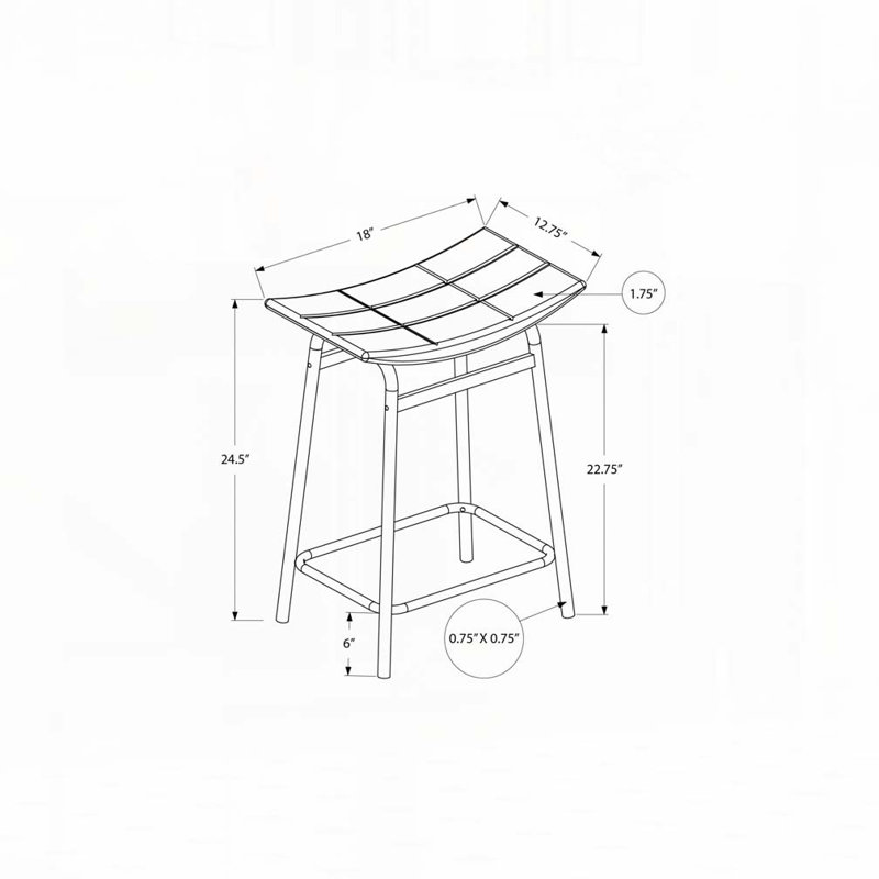 Barstool, Counter Height, Set Of 2,, Black