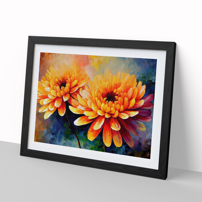 Chrysanthemum Flowers Vol.4 - Framed Print, 46cm H x 64cm W x 2cm D, Black Framed