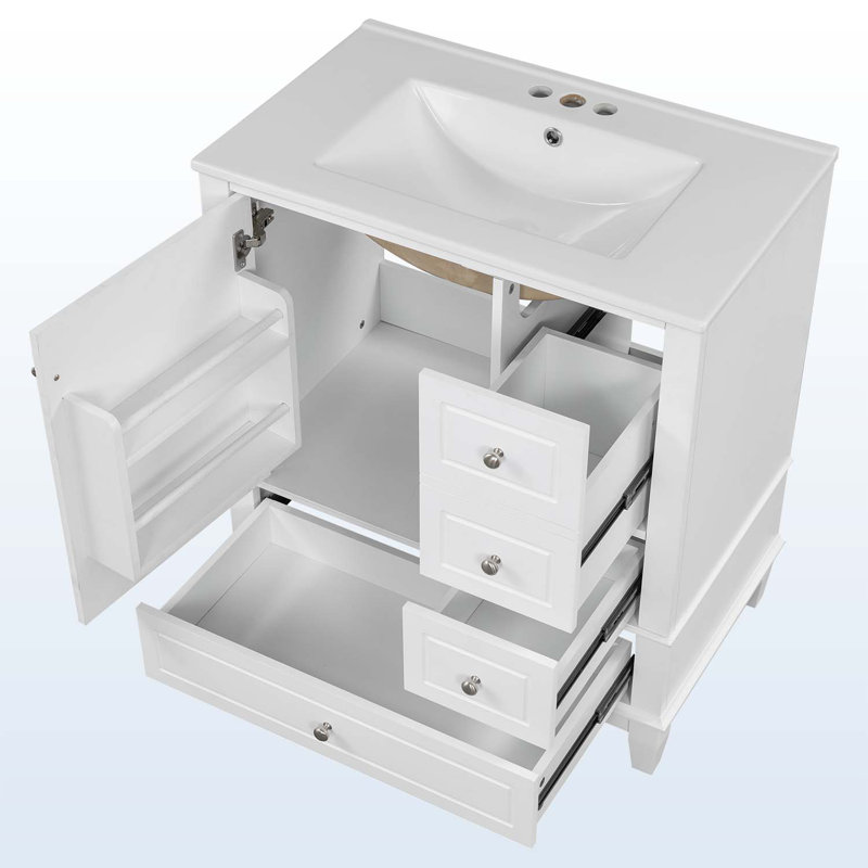 30" Bathroom Vanity with Sink, White