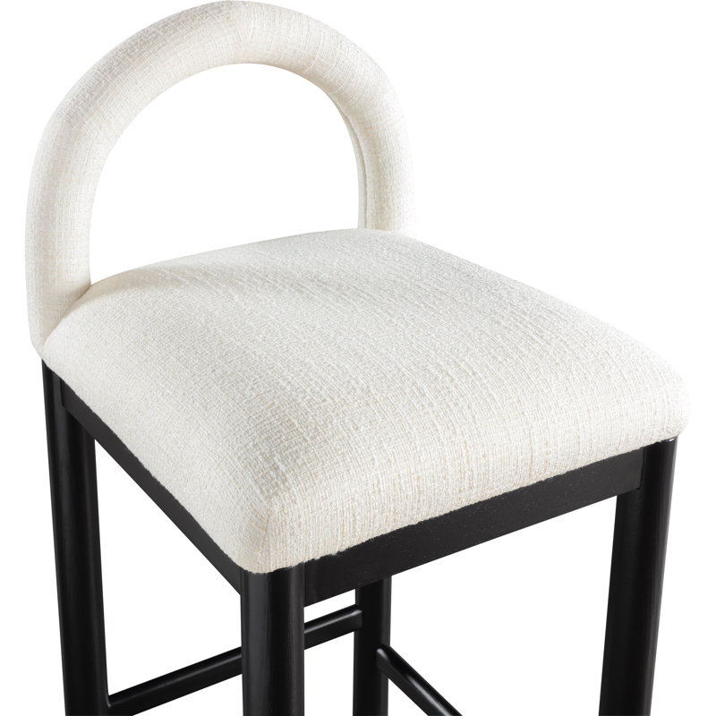 Tabouret de comptoir Conrad, Siège en tissu crème / cadre noir