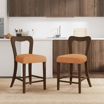 Ensemble de 2 tabourets de comptoir sans accoudoirs (noyer + caramel)