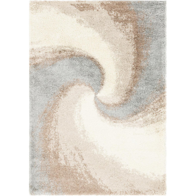 Abstract Indoor Rug, Rectangle 4'1" x 6'1", Gray/Beige