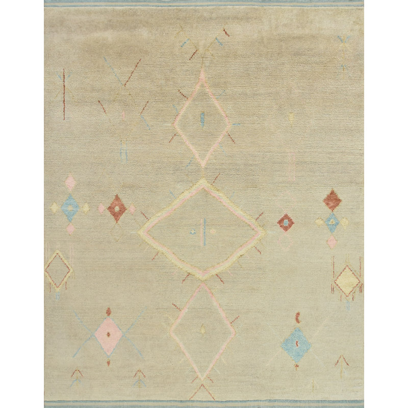 Tapis marocain beige en laine noué à la main