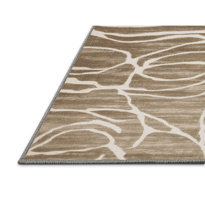 Tapis abstrait gris lavable à la machine, Rond 4 pi