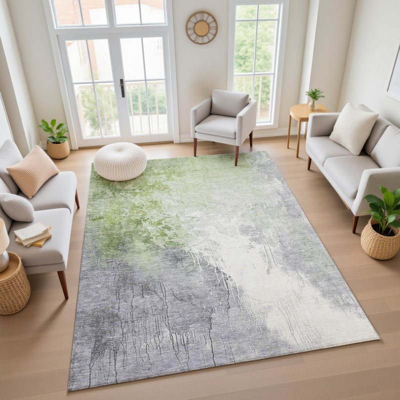 Premium Machine Washable Mayfield AMF1842 Abstract Rug, Rectangle 8' x 10'