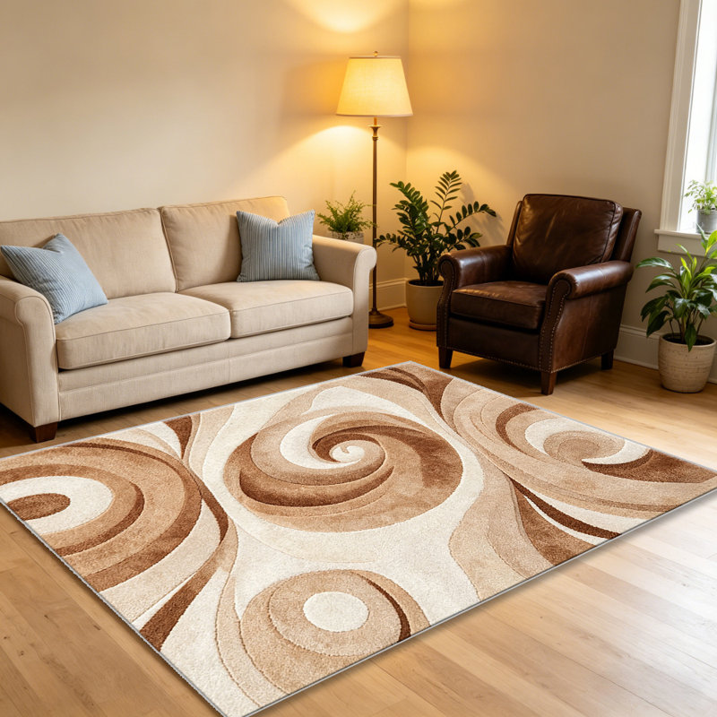 Beige Swirl Abstract carpet-easy to clean, machine-washable, soft and comfortable; suitable for door mats, kitchens, living rooms, bedrooms, corridors, and laundry areas. Easy to clean, durable carpet for home decoration.