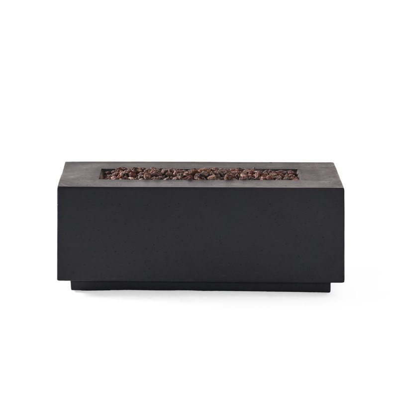 40" Rectangular Concrete Fireplace, 40,000 , Grey - Enhance Outdoor Ambiance Fire Pit For Transform Your Chilly Nights