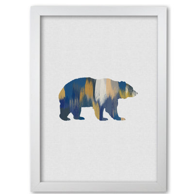 Bear Blue And Yellow Animal Art - Print