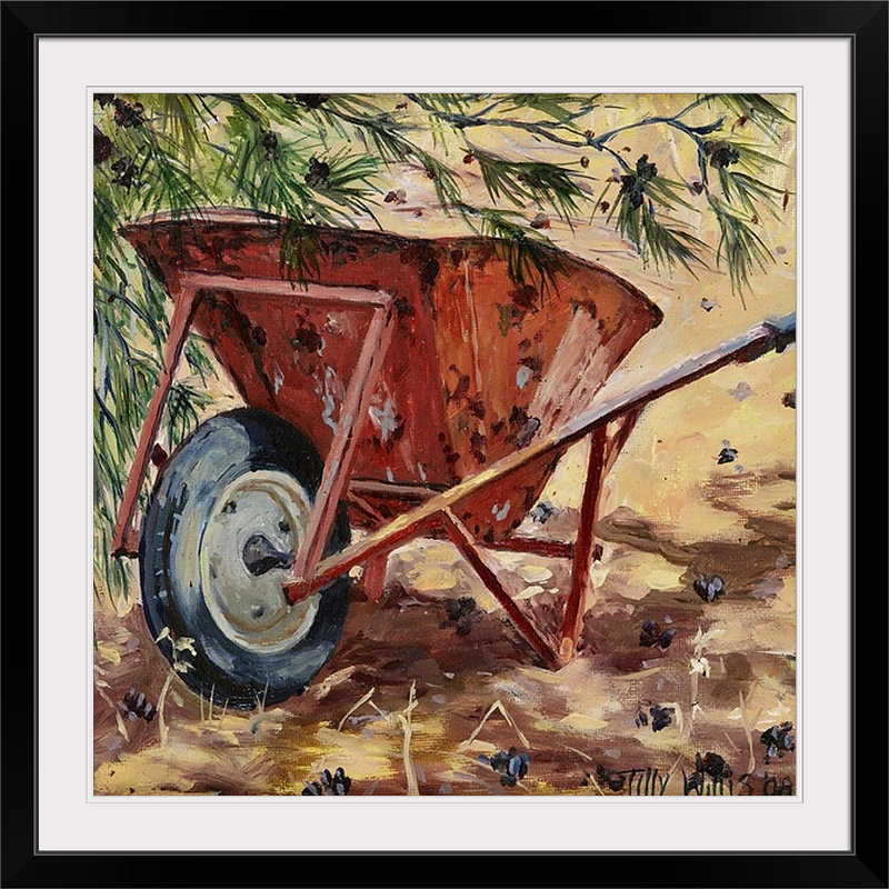 «Cruthers Rusty Wheelbarrow, 2009» par Tilly Willis, reproduction d'art, H 32 po x l 32 po x P 1 po, Cadre noir