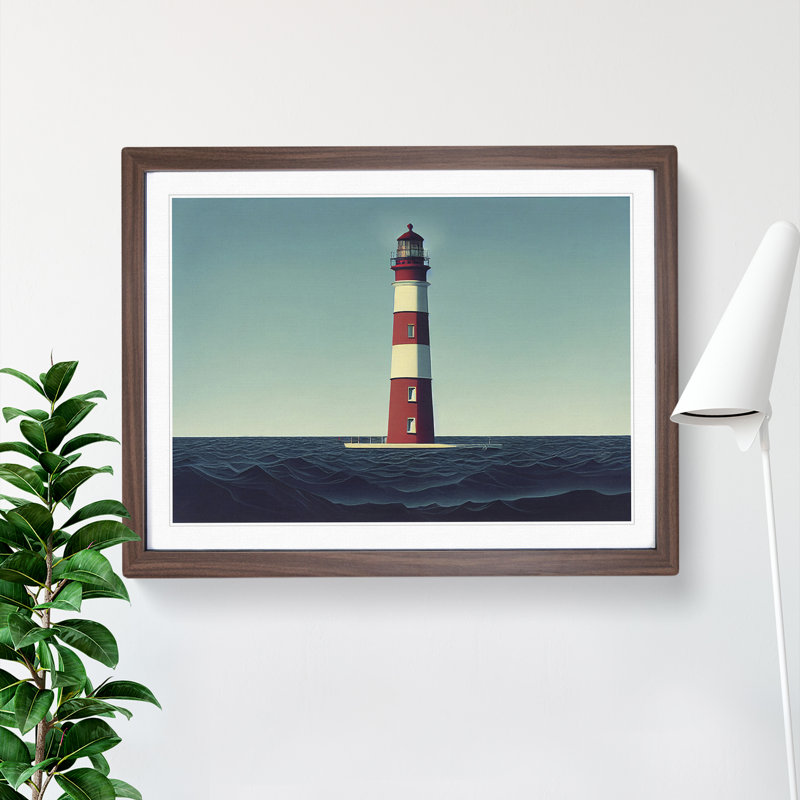 Stupendous Lighthouse 1 Piece Single Picture Frame Wall Art, 25cm H x 34cm W x 2cm D, Walnut Framed