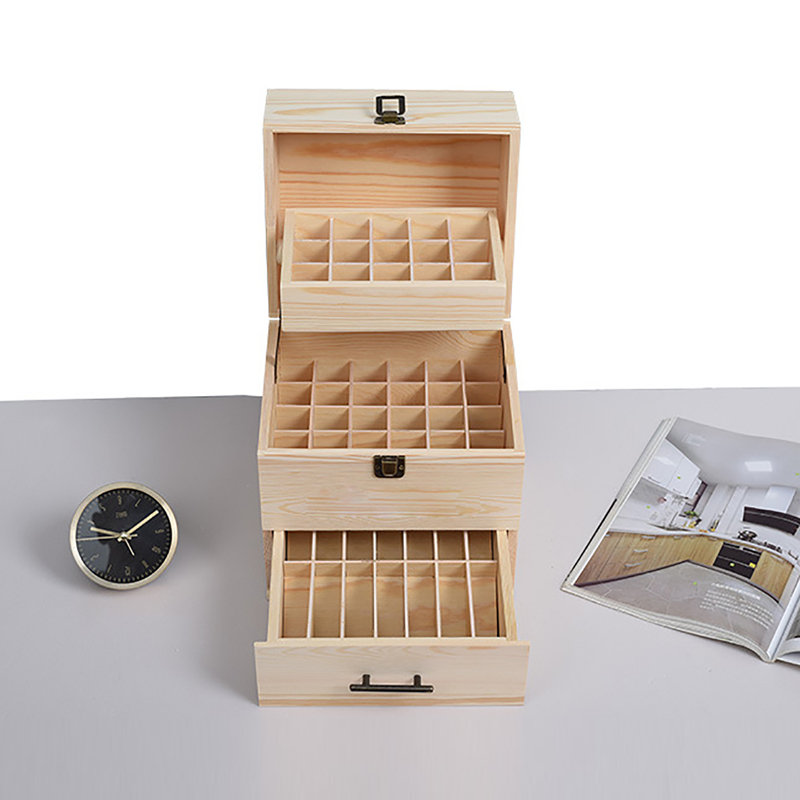 59 Grid Wood Essential Oil Box