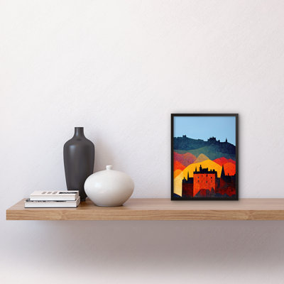 Edinburgh Autumn Scotland Folk Art City 1 Piece Single Picture Frame Wall Art