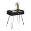 Table de bout noire et dorée avec compartiment de rangement - l 22 po x P 14 po x H 24 po