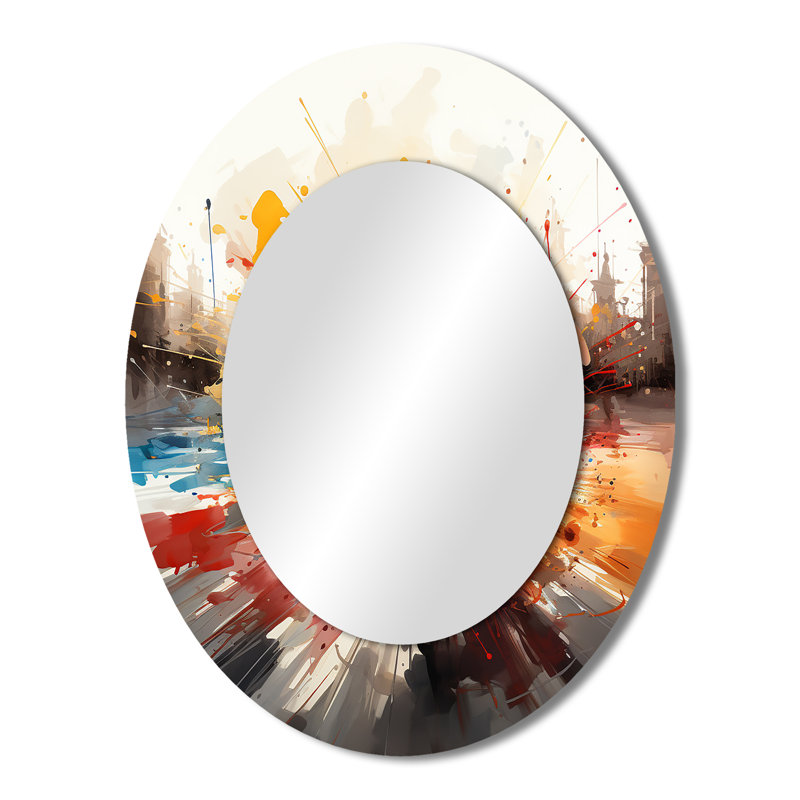 Casino Royale I - Miroir mural ovale rouge glam, 43 po x 33 po