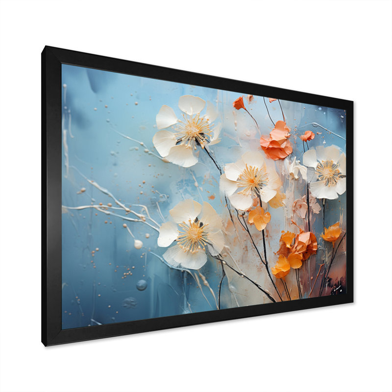 Dandelion Meadow Melody - Floral Wall Art Living Room, H 12 po x l 20 po x P 1 po, Cadre simple noir