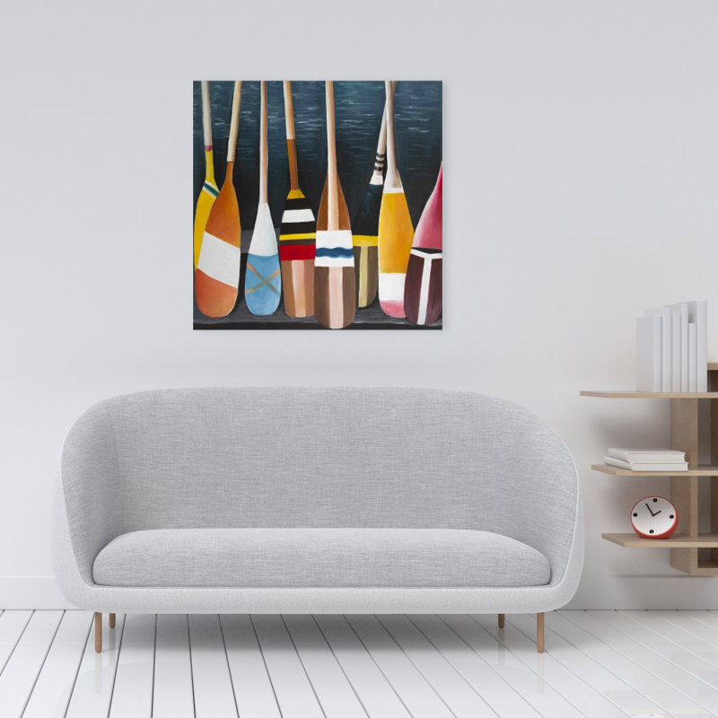 Toile colorée avec pagaies colorées - Décoration de salle de bain