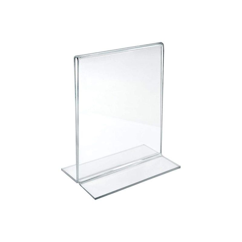 Bottom Loading Clear Acrylic T-Frame Sign Holder 4" Wide x 6'' High- Vertical/Portrait
