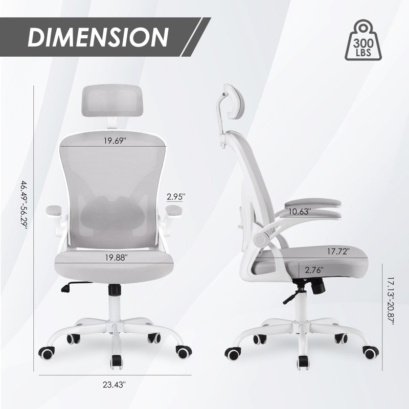 Rupesh Mesh Office Chair With Lumbar Support, White/Grey