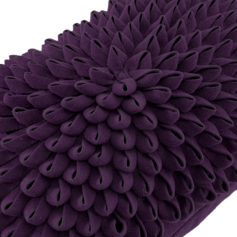  Rectangular Accent Pillow Cover Embroidered Throw Pillow Case Simulation Applique Cushion Cover, Purple - Wool