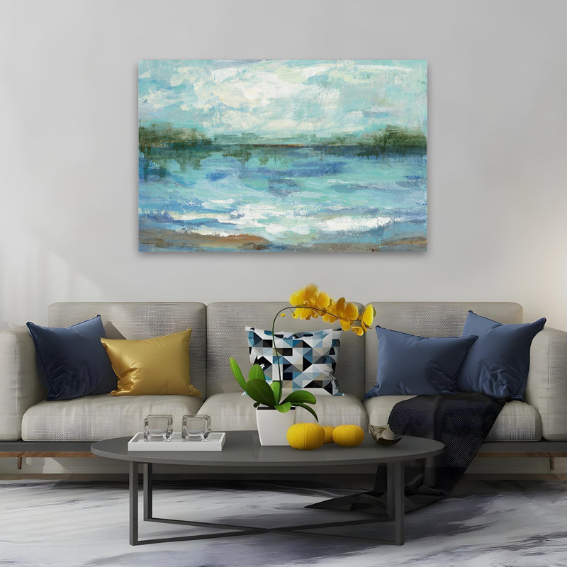 Paysage de miroir en miroir - nuages abstraits bleu-brun, H 60 po x l 40 po
