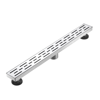 24 In. Stainless Steel Linear Shower Drain With Square Pattern Drain Cover In Brushed Nickel