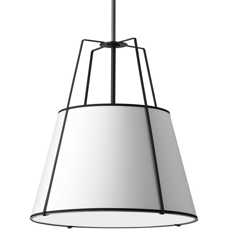 Luminaire suspendu 4 lumières trapézoïdale, Noir, Blanc