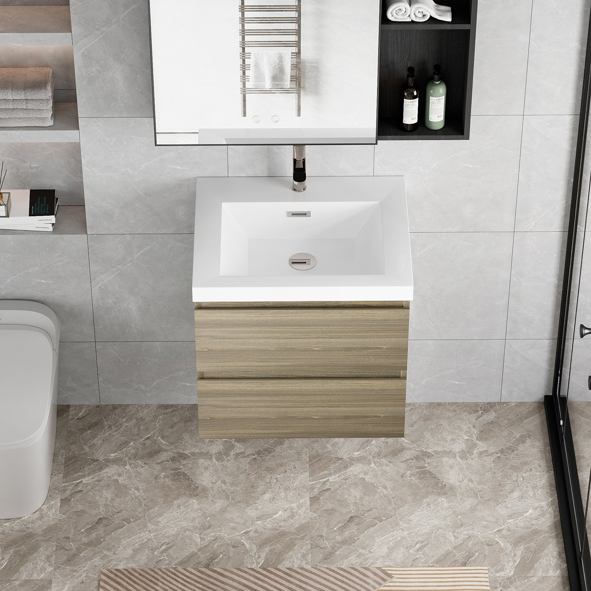 Ebern Designs Floating Bathroom Vanity With Sink Bathroom Storage