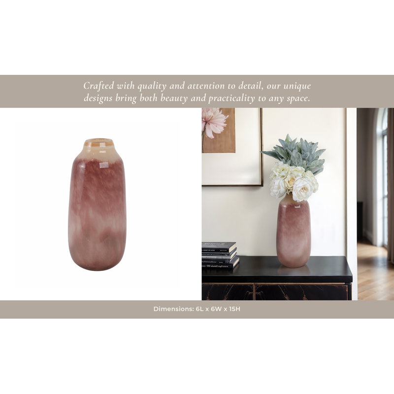 Kano Handmade Glass Table Vase, 15" H x 6" W x 6" D