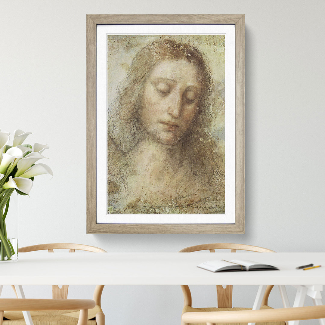 Head of Christ by Leonardo Da Vinci - Framed Print