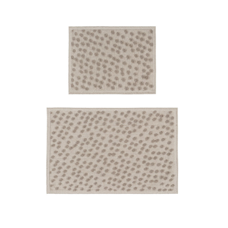GRECA 100% COTTON Non-Slip Set, Ecru/Beige Polka Dots