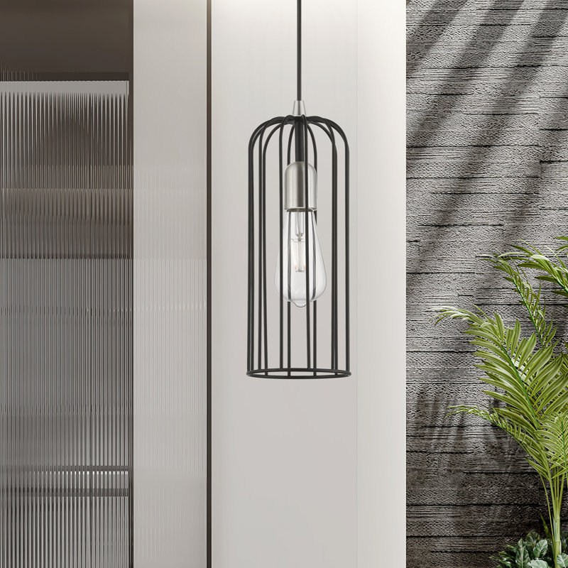 Donoven 1 - Light Single Pendant, Black, Black/Brushed Nickel