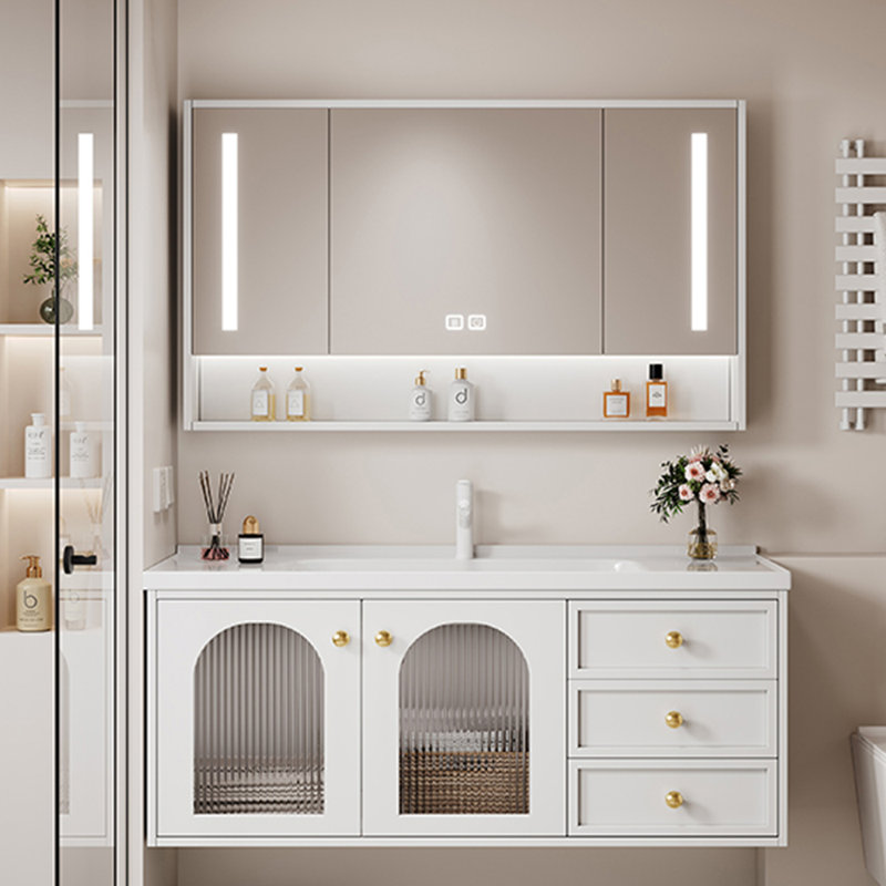 French style bathroom cabinet simple, White