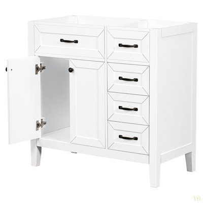 36" Bathroom Vanity Without Sink, Cabinet Base Only, Bathroom Cabinet With Drawers, Solid Frame And MDF Board