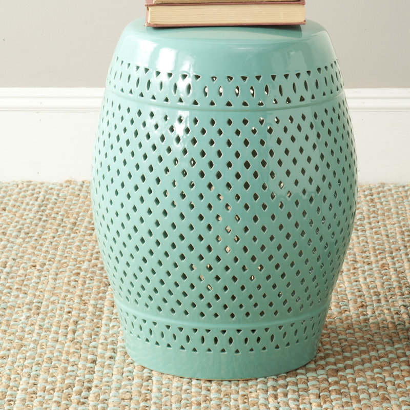 Tabouret de jardin en céramique Duro, Bleu clair
