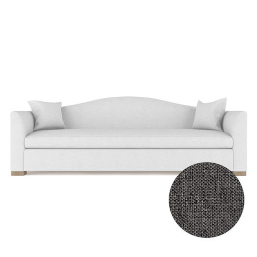 Horatio Camelback Taper Curved-Arm Sofa, Box Weave Linen Alabaster, 33" H x 96" W x 36" D, Weathered