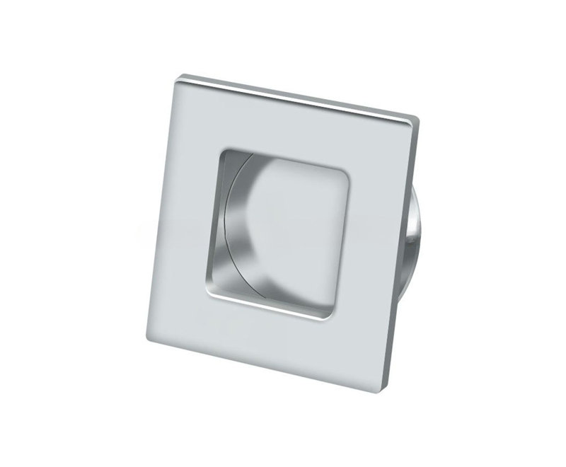 Deltana FPS234U3-UNL Flush Pull, Square, HD, 2-3/4" x 2-3/4", Solid Brass in Unlacquered Brass, Polished Chrome
