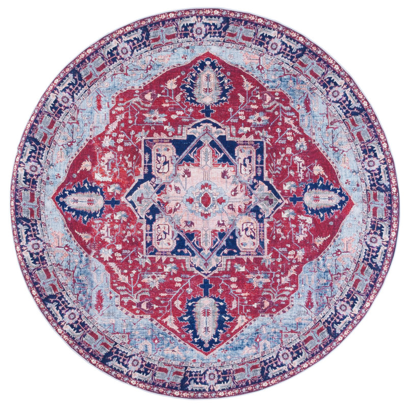 Tapis oriental rouge / bleu marine Sonia, Rond 4 pi