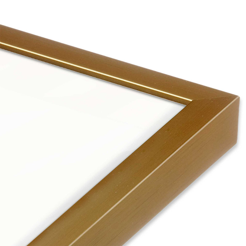 Imprimé festif gui II, H 13,75 po x l 13,75 po, Cadre simple en or poli, bois massif