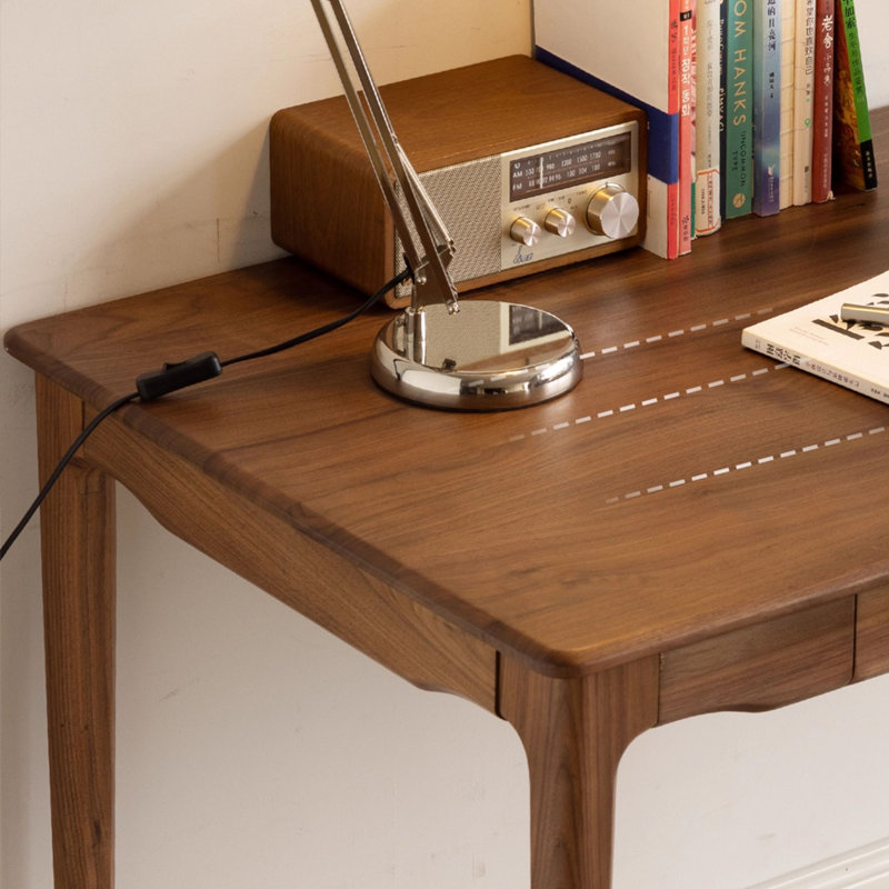 Bureau d'écriture à double tiroir en noyer de haute qualité, H 29,52 po x l 62,99 po x P 27,55 po