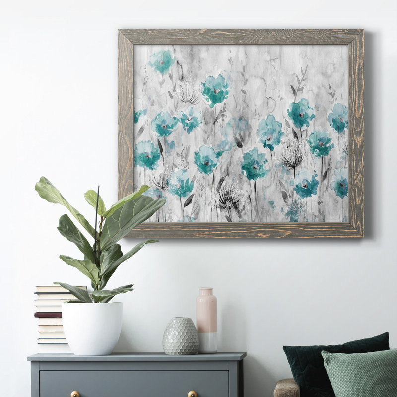 Poppy Garden - Peinture sur toile encadrée, H 24 po x l 18 po x P 1,5 po, Gris