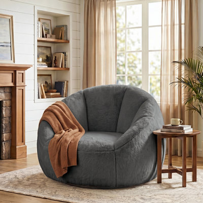 47" Oversized Compression Swivel Plush Microfiber Soft Shell Bean Bag Chair