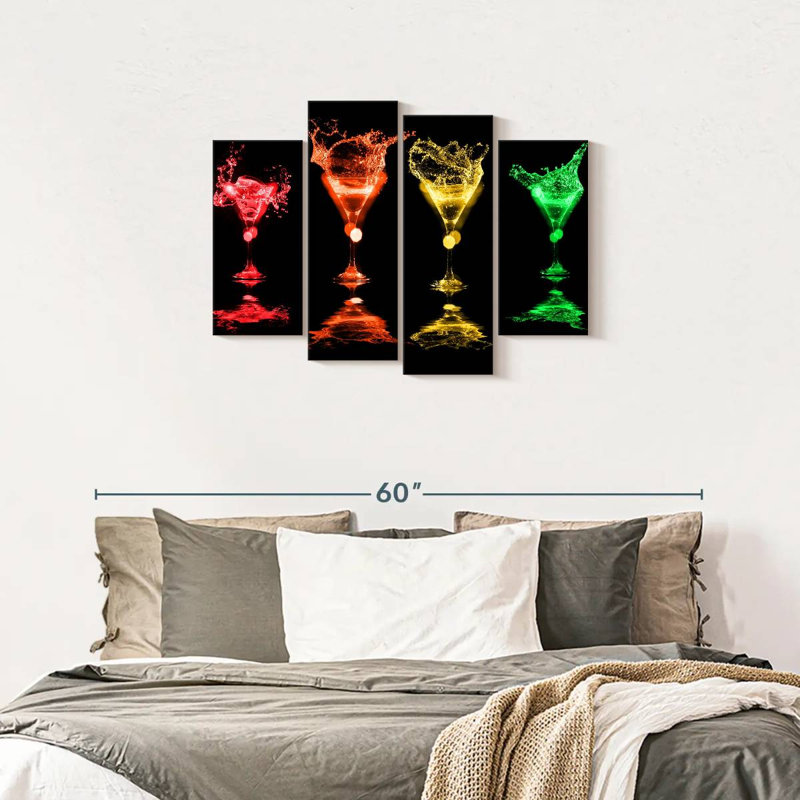 «Colorful Cocktail Drinks», reproduction sur toile, H 27 po x l 43 po x P 1,25 po