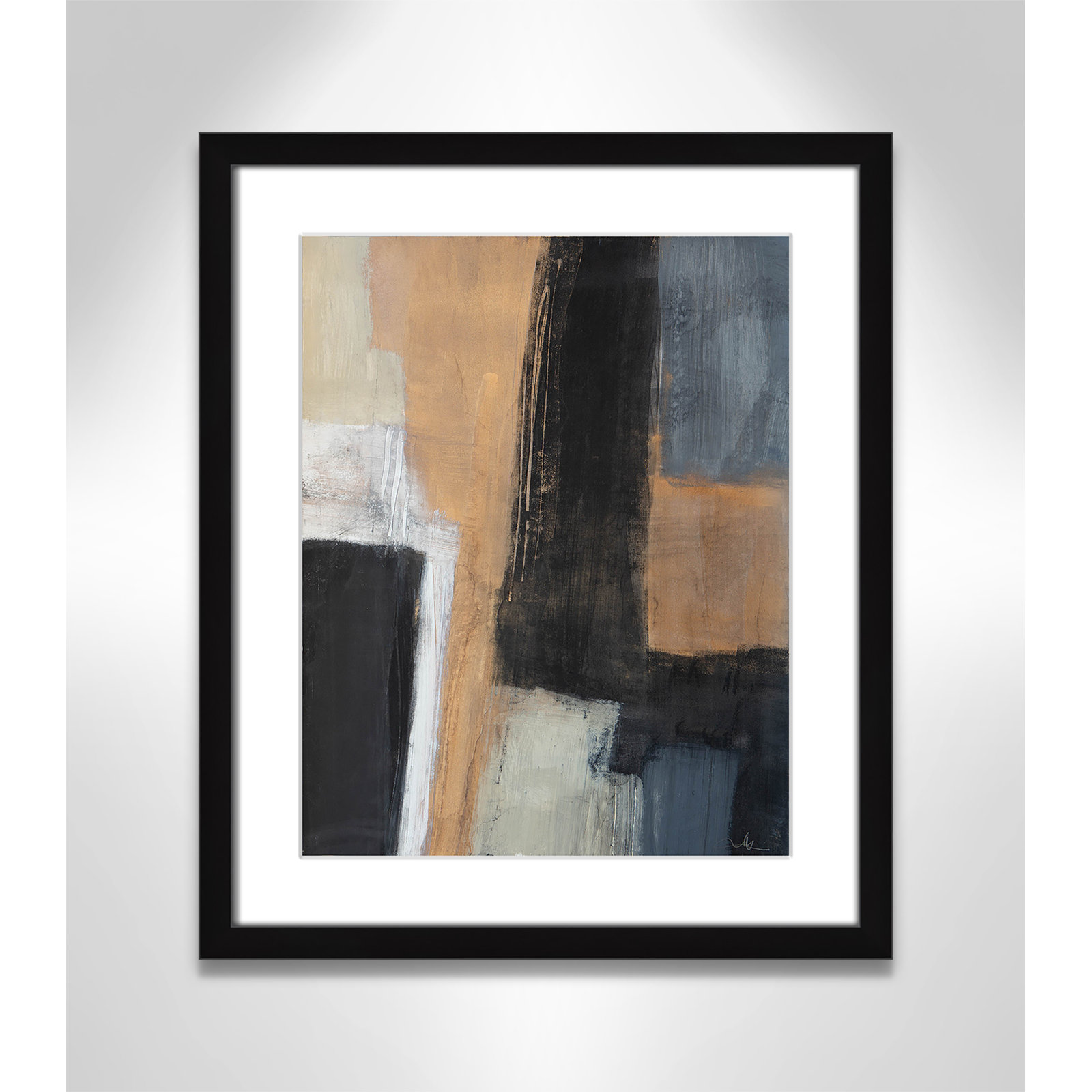Metallic Slate I Print, 19" H x 16" W x 1.25" D, Black Matted Picture Framed