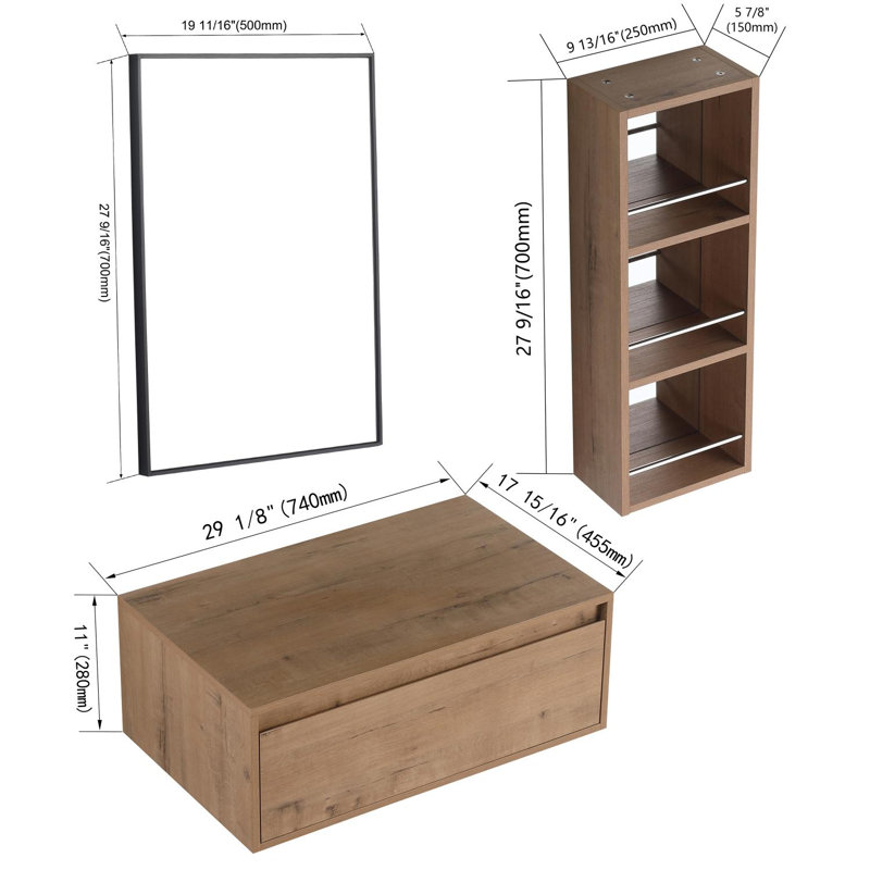 Ensemble de coiffeuse 30 "avec miroir et armoire ouverte