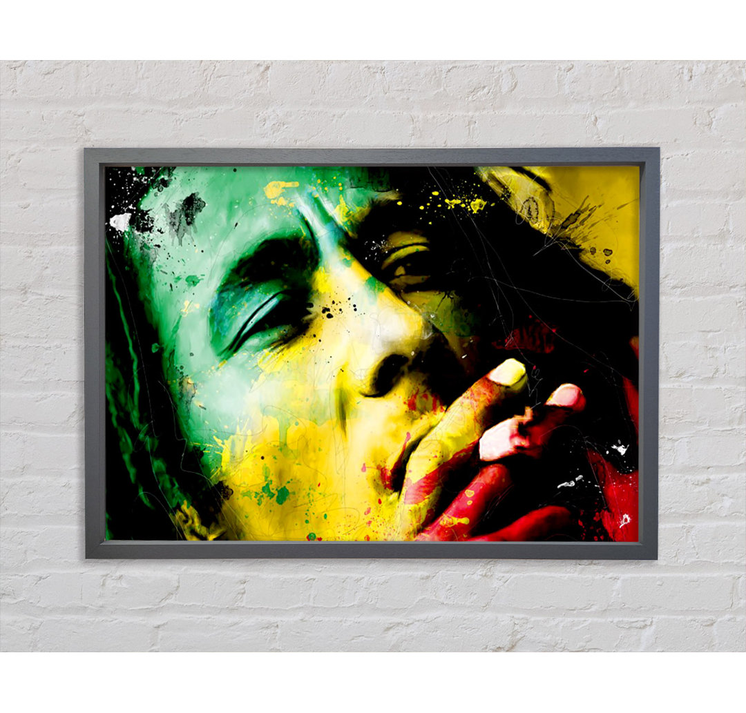 Bob Marley Colours - Einzelner Bilderrahmen Kunstdrucke auf Leinwand